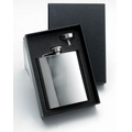 8 Oz. Stainless Steel Rimless Flask w/ Silver Funnel in Black Gift Box